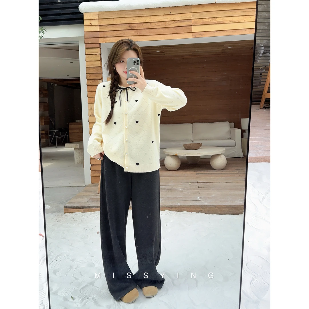 应小姐【菲林少女】微胖大码女装秋冬显瘦套头款宽松菱格毛衣针织衫