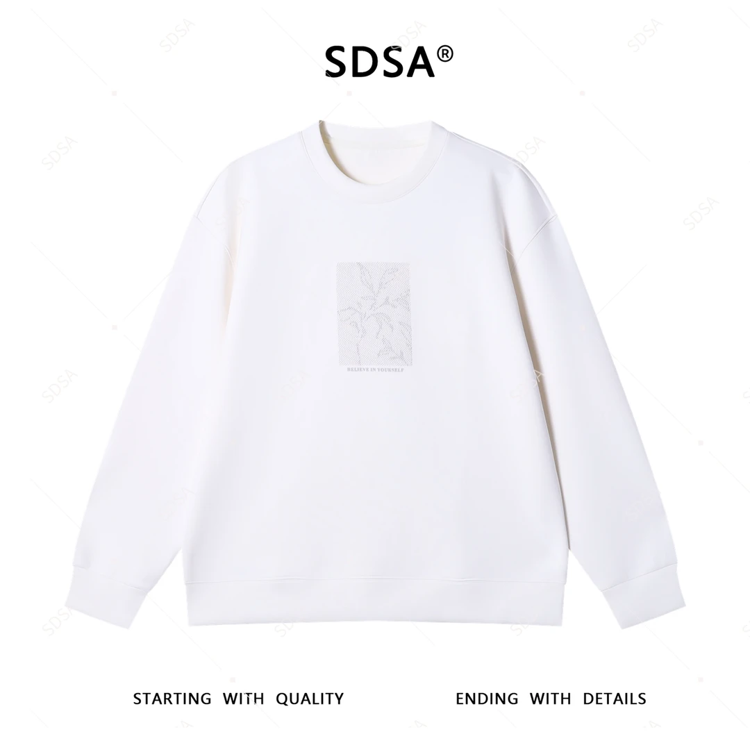 SDSA男士2025新款轻奢痞帅男装压胶印花字母圆领卫衣慵懒风百搭