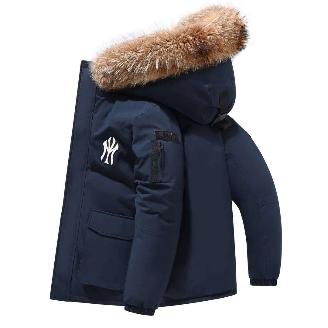 韩版轻奢貉毛领情侣款加厚工装羽绒服男女同款抗寒防风保暖羽绒服