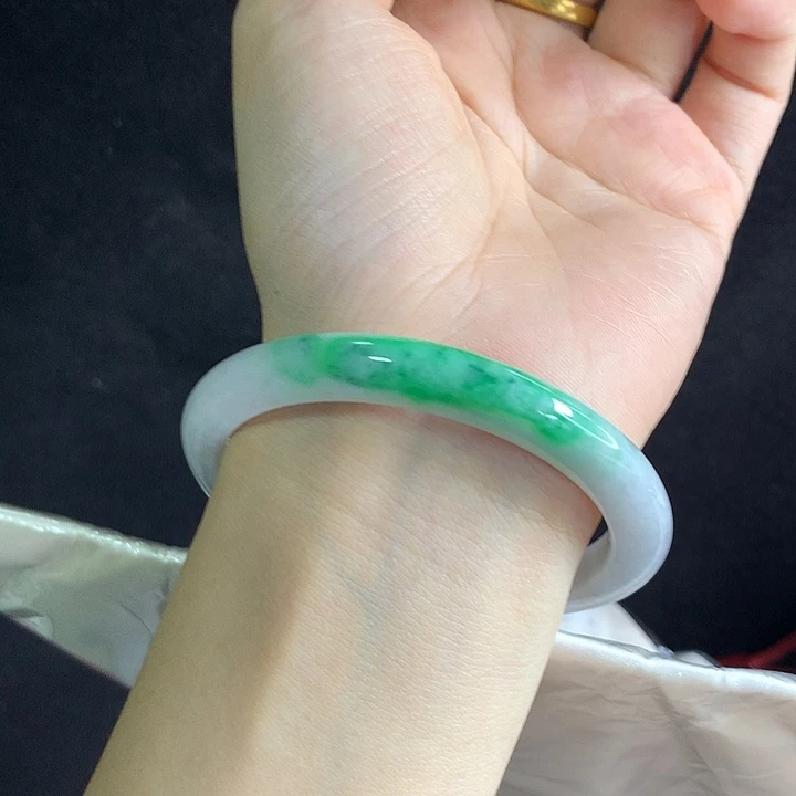 翡翠未镶嵌手镯56圈6337 窄款正圈