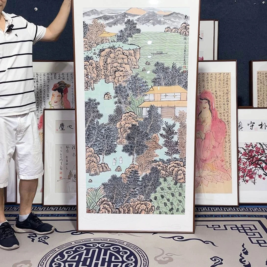 国画手绘作品带框80/160