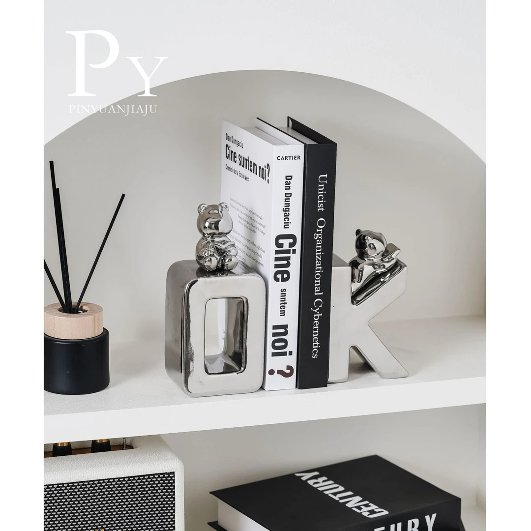 创意卧室书房简约欧式字母书立书档摆件现代轻奢酒柜摆件客厅电视