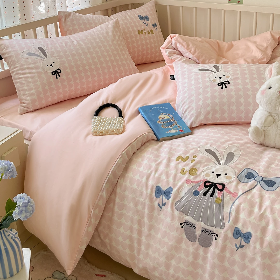 水星高端系列家纺高档狗狗布贴绣卡通全棉四件套卡通可爱儿童纯棉