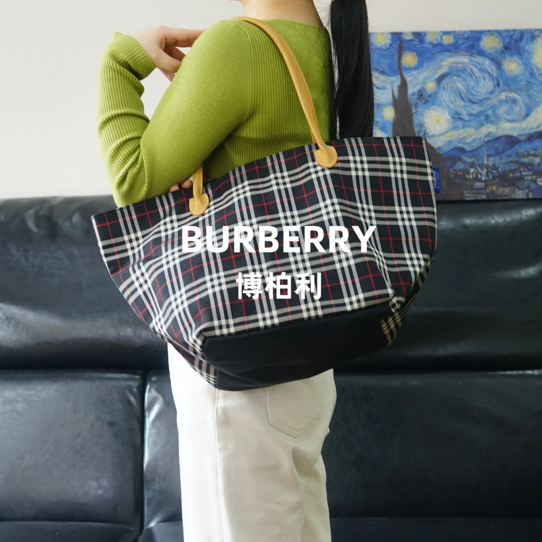 95新 BURBERRY/博柏利  格纹单肩托特手拎包/ZG03504507/4507