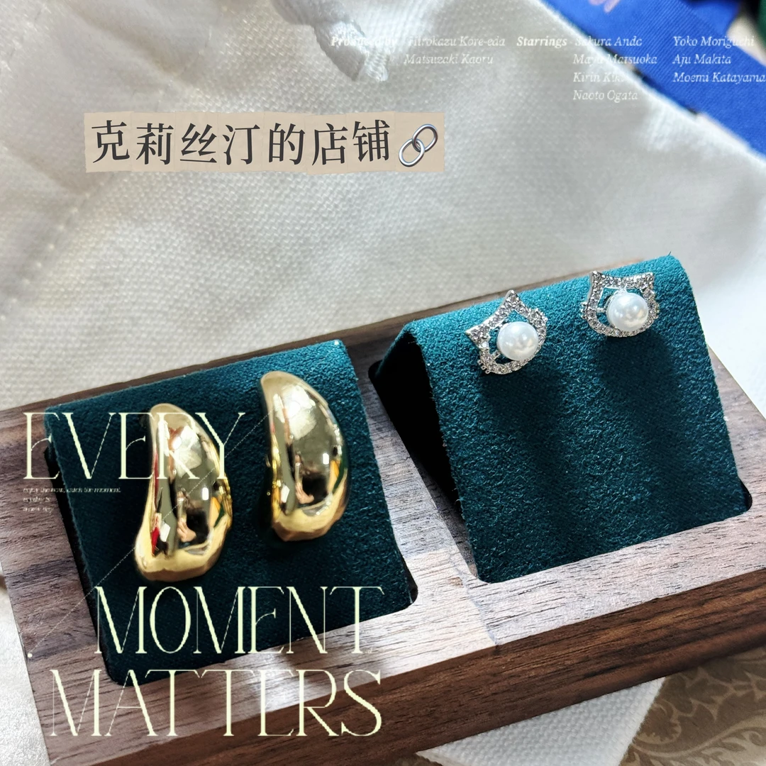 非金属莫桑石耳饰 复古港风水滴耳钉