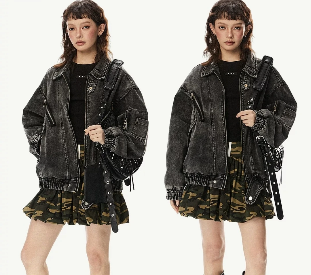 复古解构设计感水洗牛仔外套男女休闲小众设计夹克-0439