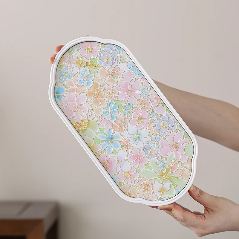 远舍粉色浮雕烫金吸水壶承干泡台速干小型茶盘功夫茶具配件茶托盘