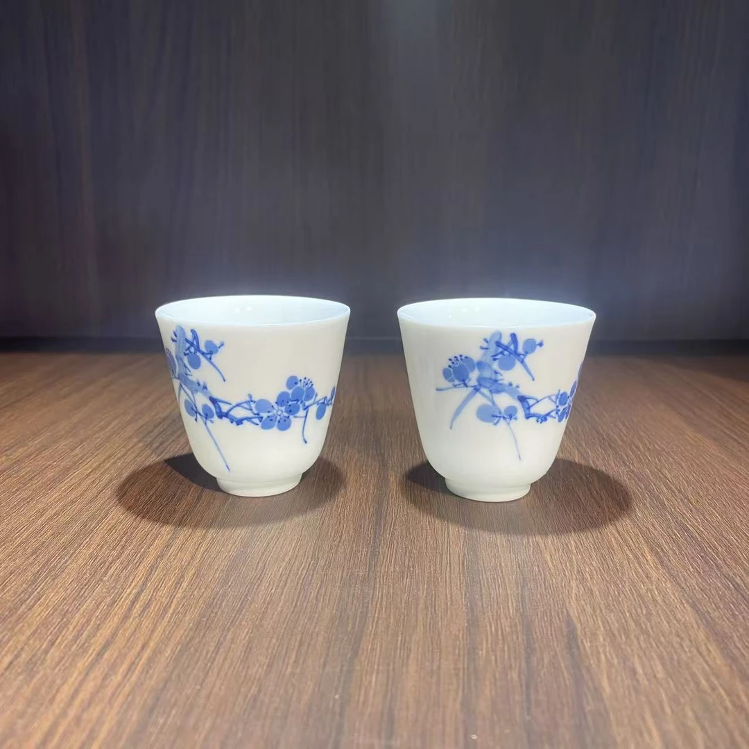 景德镇瓷博会梅花小杯一对