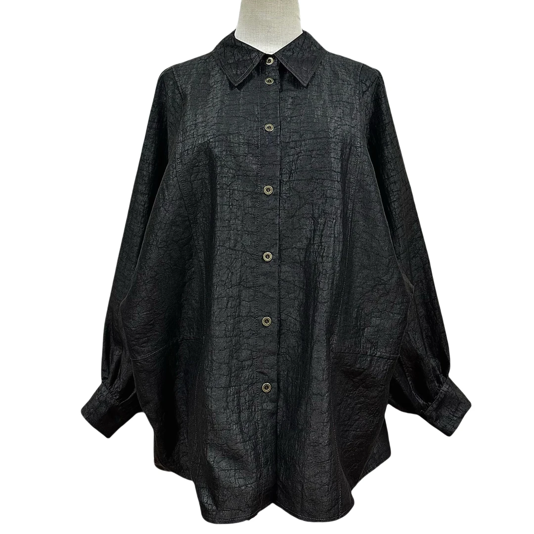 【禧宝的小店】高级黑龟香云纱衬衫J24231-4