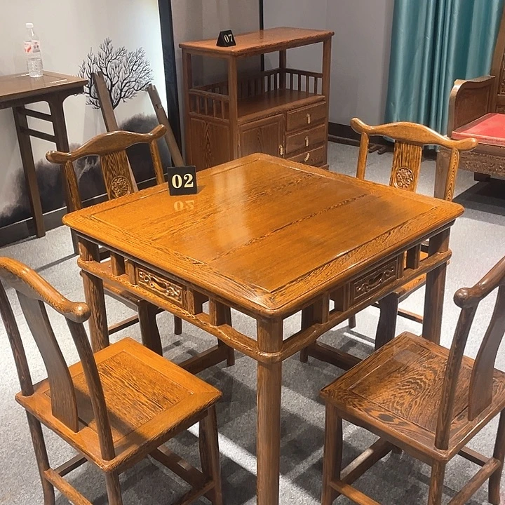 鸡翅木类家具78 78 73方桌一桌四椅