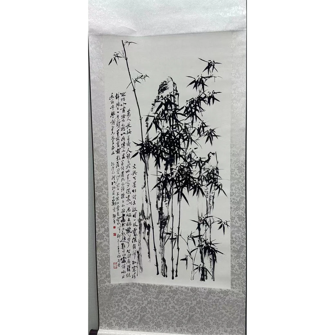 155*60 《墨竹图》 玄关走廊茶室 高清数字微喷精品软装挂画