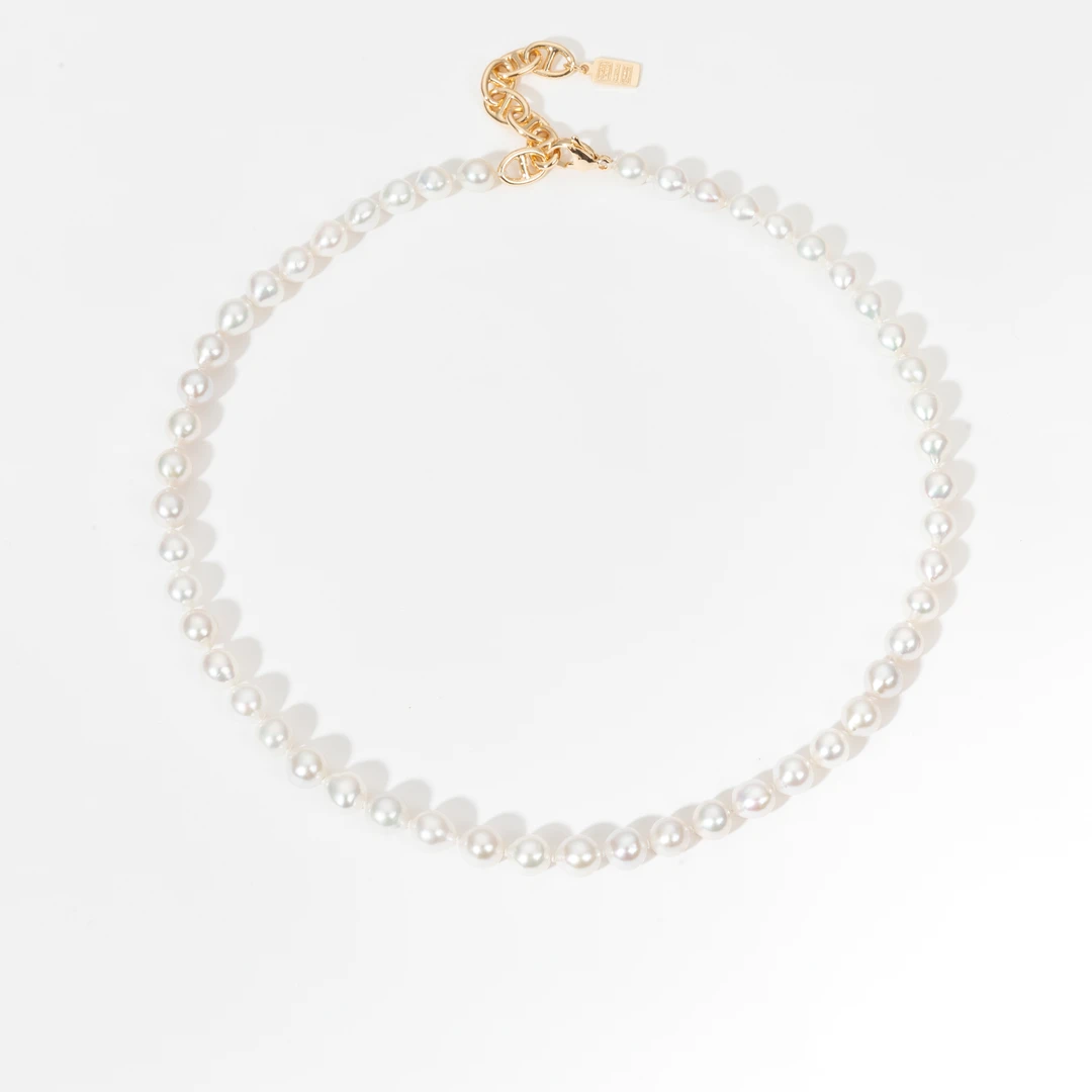 小众猪鼻链高级感淡水珍珠项链7-8mm轻奢百搭锁骨链