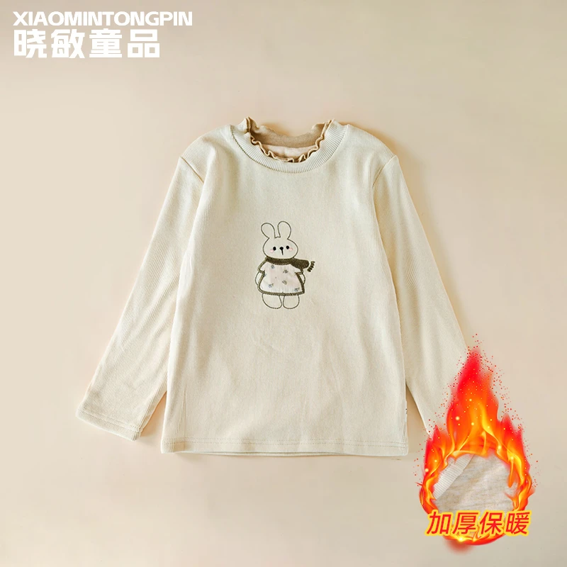 女童围巾兔花边T恤XM2341