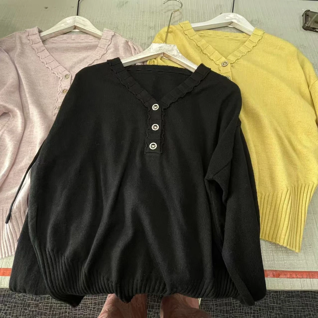 686号 V领绑带系带打结套头针织衫女装上衣打底衫T恤