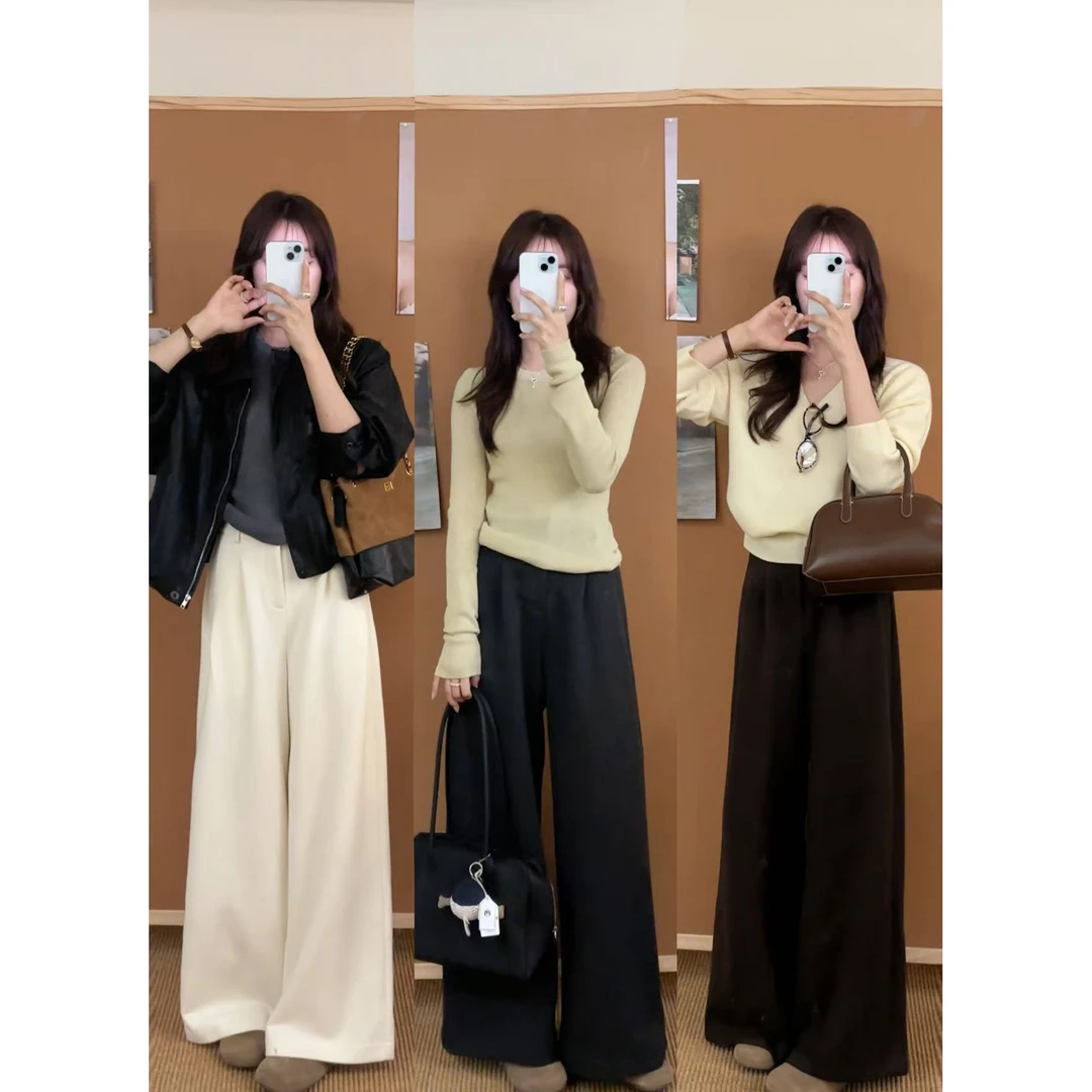 2195#『4%桑蚕丝4%绵羊毛』重磅！加厚保暖！百穿不腻慵懒感休闲裤