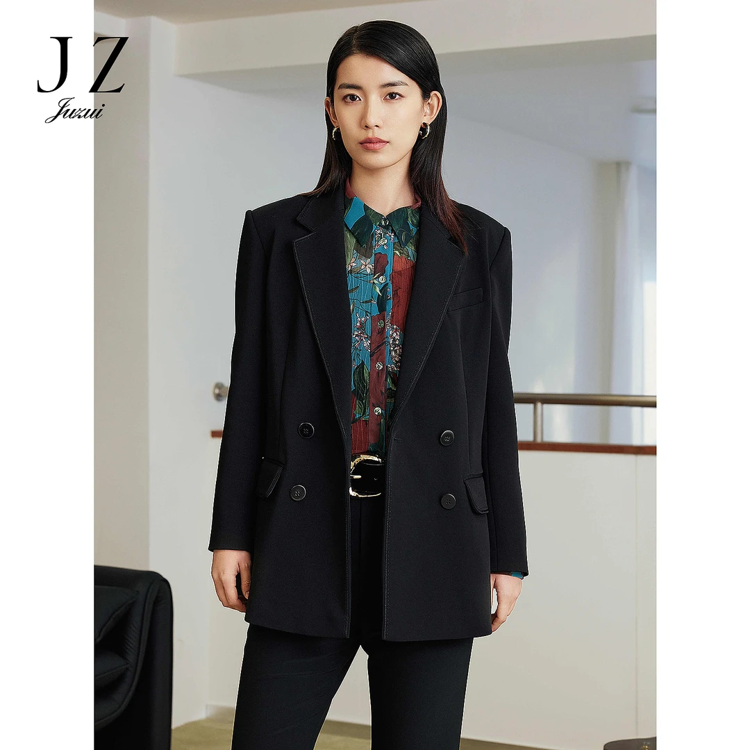 JZ玖姿【星线好物】JWFC40104商场同款通勤三醋酸双排扣西装外套女