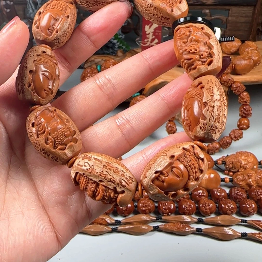 橄榄核手串/手链曉*炮宽2.0鸡血红水晶核佛魔一念手串