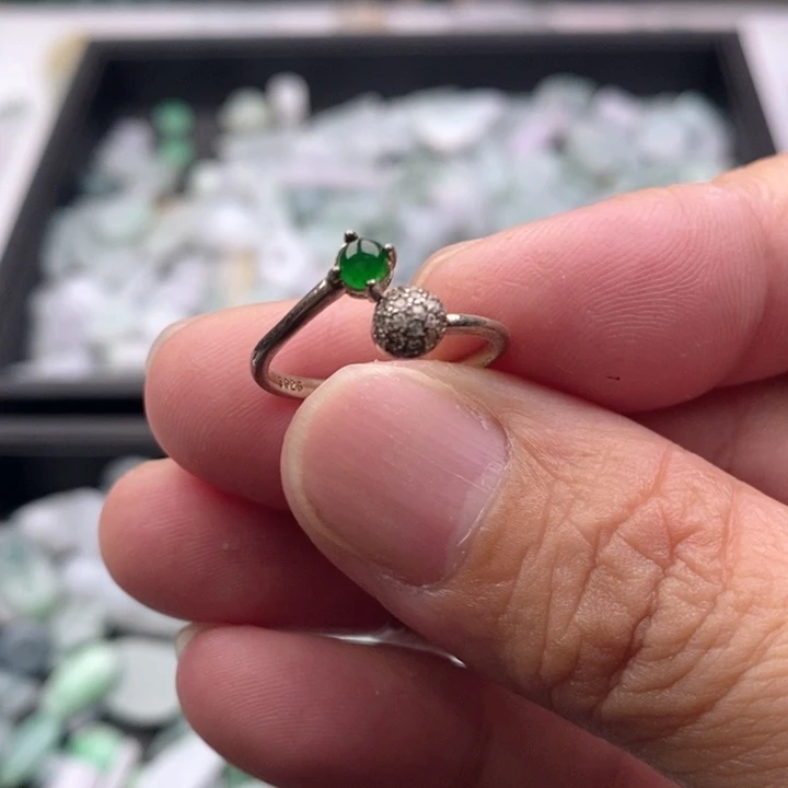 翡翠银S925镶嵌吊坠(不含链)