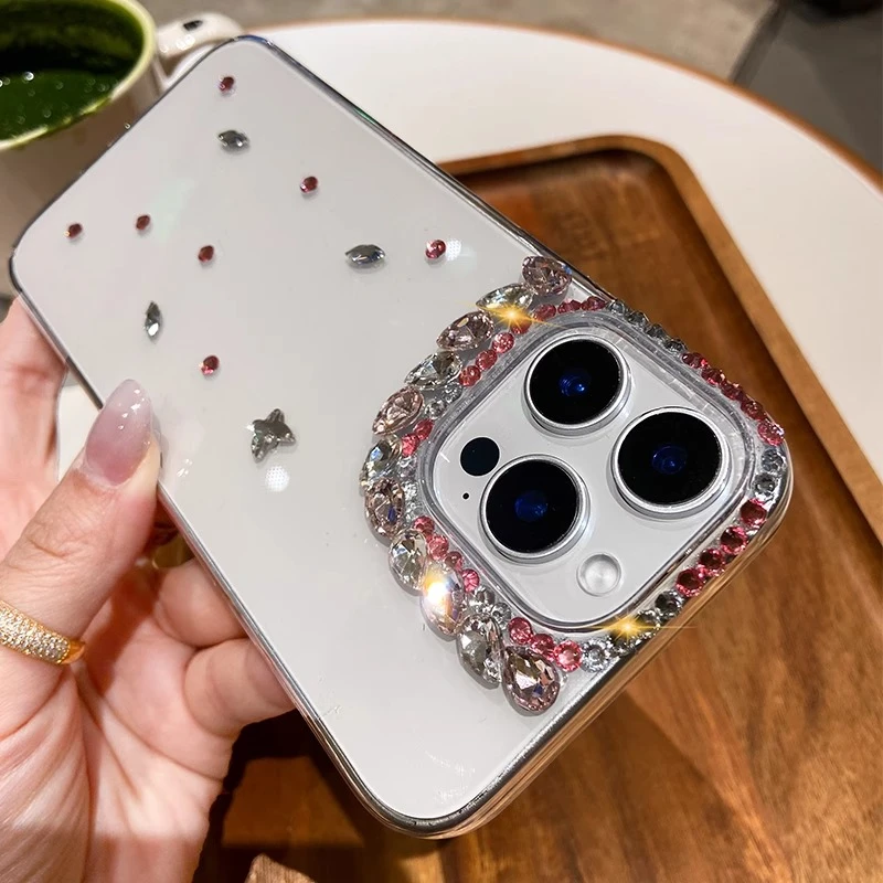 奢华水钻适用iPhone16Pro手机壳透明苹果15Promax手工点钻14Pro女