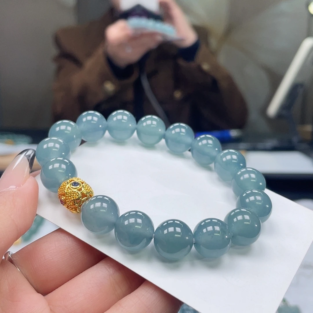 翡翠18K金镶嵌套链卡12