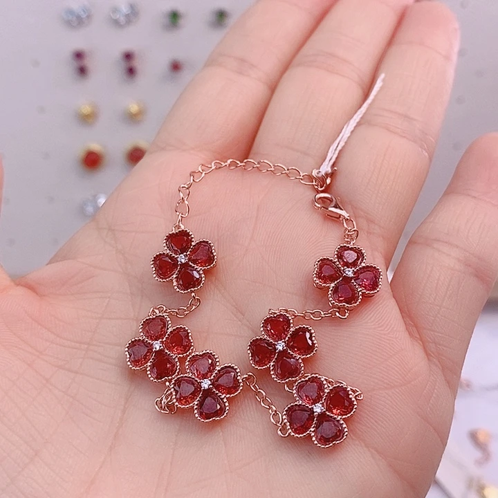 石榴石手链银S925镶嵌