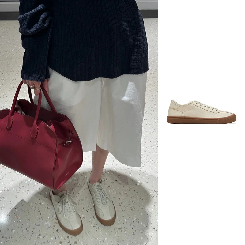 THE ROW 卡其色胶底帆布鞋CANVAS SNEAKERS 正码 F1611-SPC-SAT