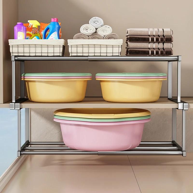 洗脸盆收纳架子浴室柜下分层盆子收纳架卫生间置物架各种神器