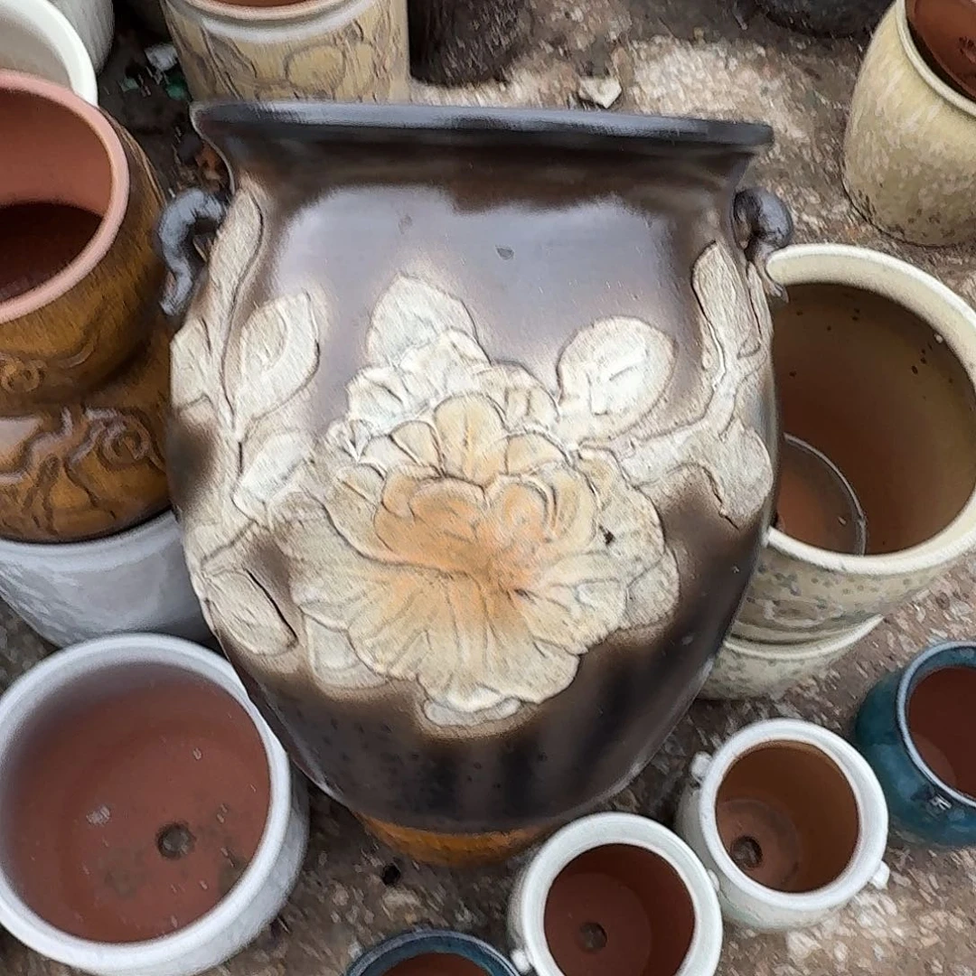 紫砂花盆J*Z一个堆花一个一个黑色