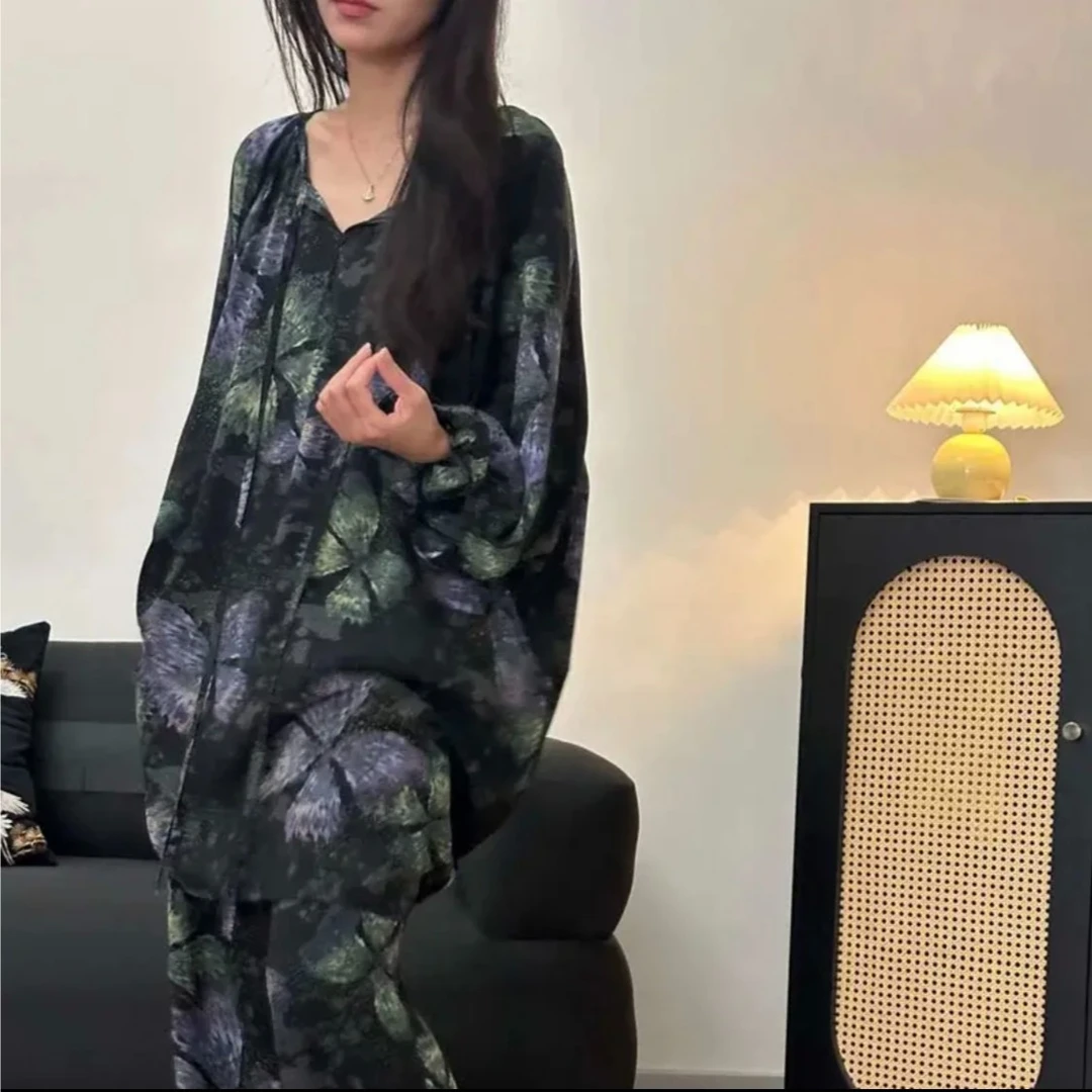 棉绸睡衣女春夏季棉绸国风家居服可外穿简约新中式棉绸套装薄款