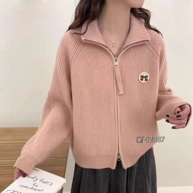 2025春款上新长袖百搭时尚宽松休闲韩版洋气减龄针织开衫T843