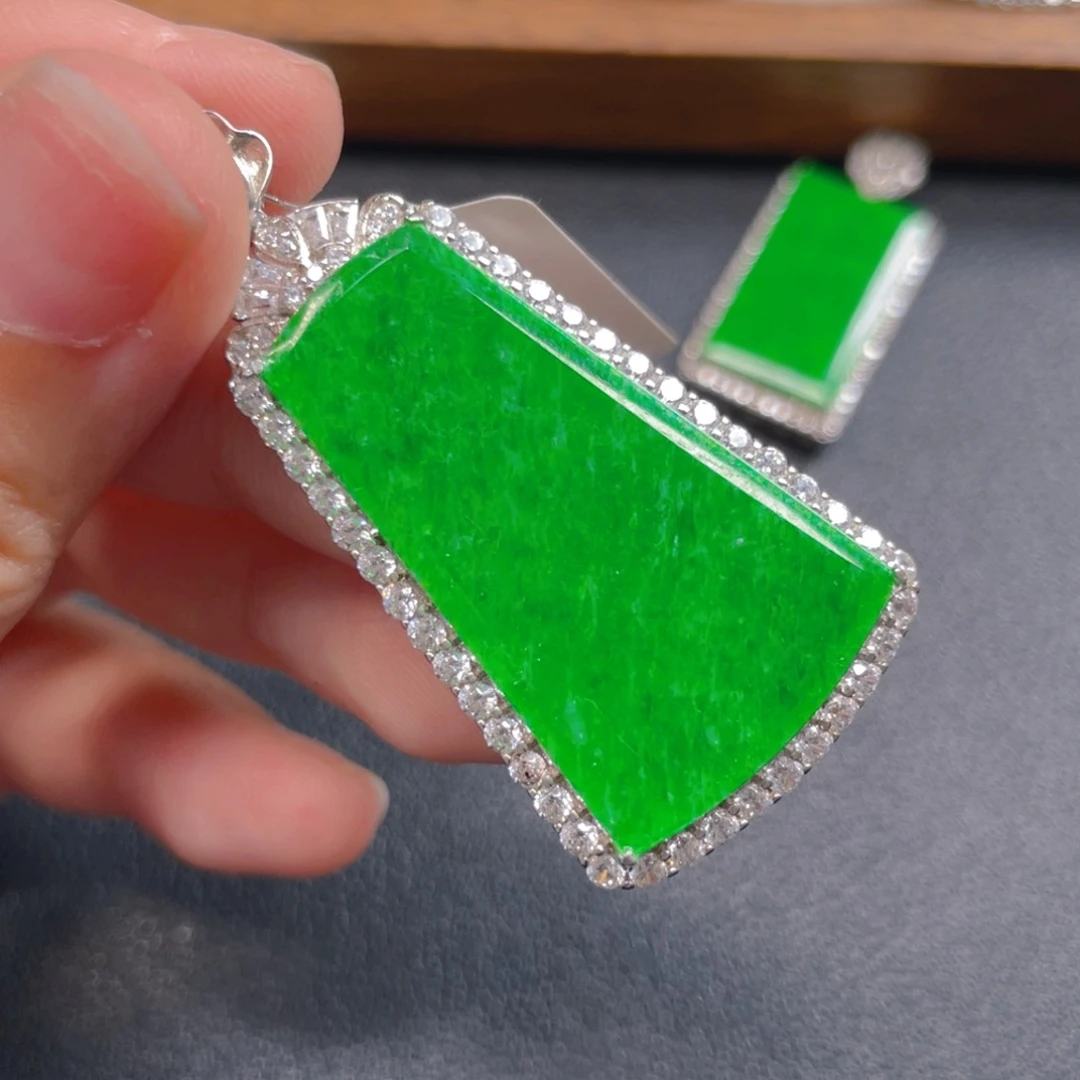 翡翠银S925镶嵌吊坠(不含链)j n