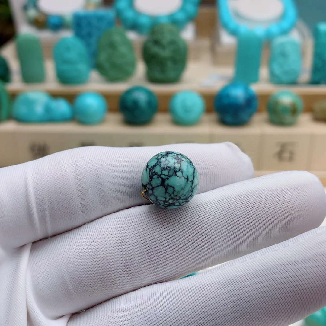 绿松石未镶嵌挂件菜籽圆珠