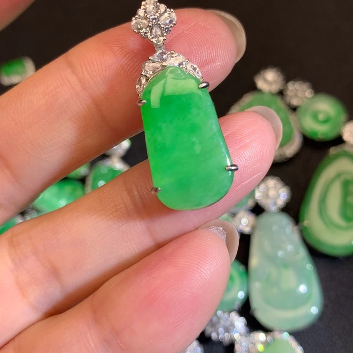 翡翠银S925镶嵌套链瓜