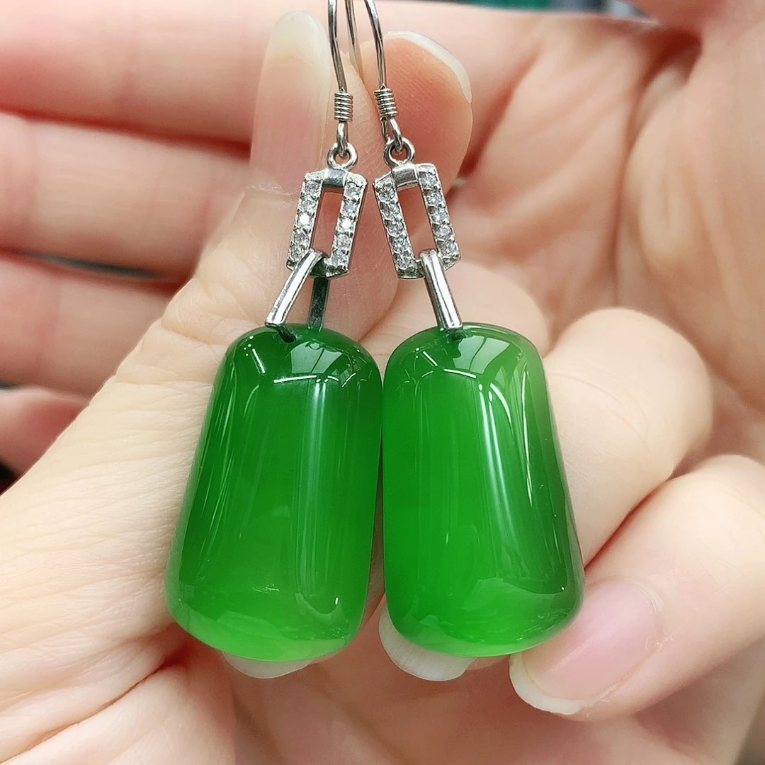 银S925镶嵌耳坠玛瑙/玉髓