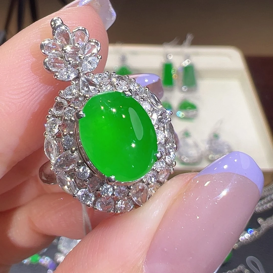 翡翠18K金镶嵌戒指两用款