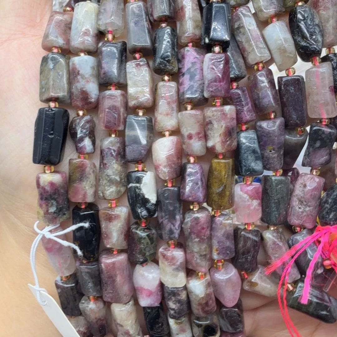 水晶珠宝半成品未镶嵌卡8×10梅花碧西柱形一条