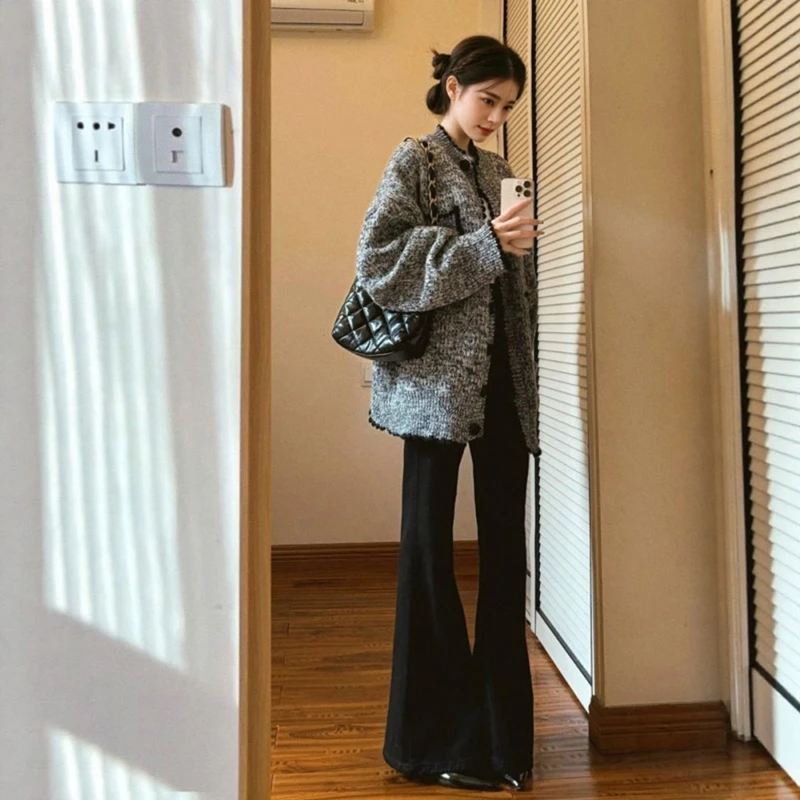 慵懒风复古高级感初春新款毛衣外套小个子韩版宽松针织开衫2025年