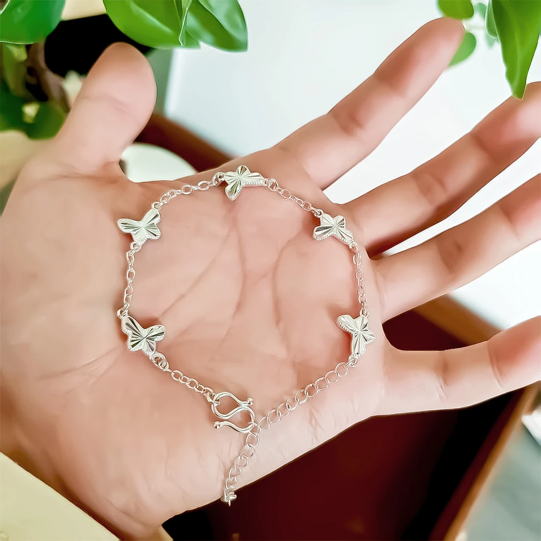 足银手链 足银手链 足银手链 SL288甜美翩翩蝴蝶手链时尚百搭6