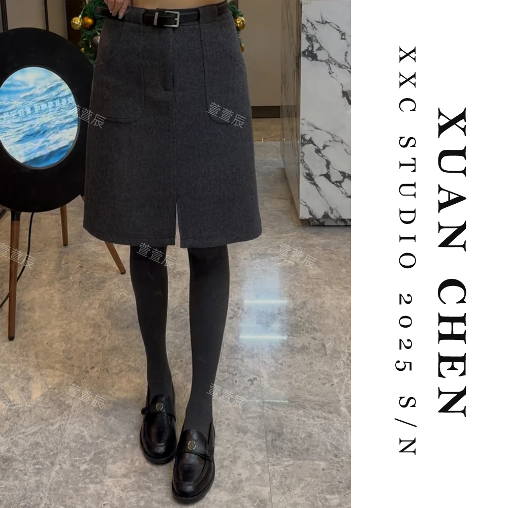【端庄老钱】半身裙秋冬款法式老钱风时尚A字裙显瘦呢料短裙#9272