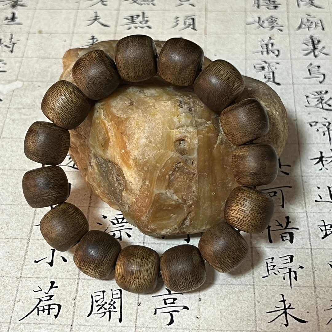 Z-263【菩萨棋软丝虎斑】沉香桶珠14.6×13.7mm、25.27g