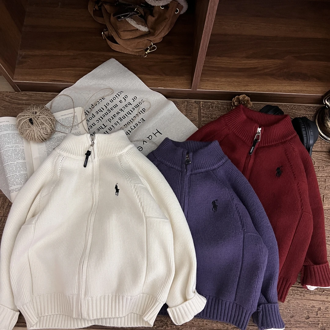 2025新款长袖百搭秋冬款针织刺绣男女童宝宝加厚休闲时尚毛衣