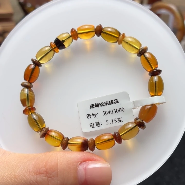 琥珀未镶嵌珠宝奇石7mm精品茶宝桶珠