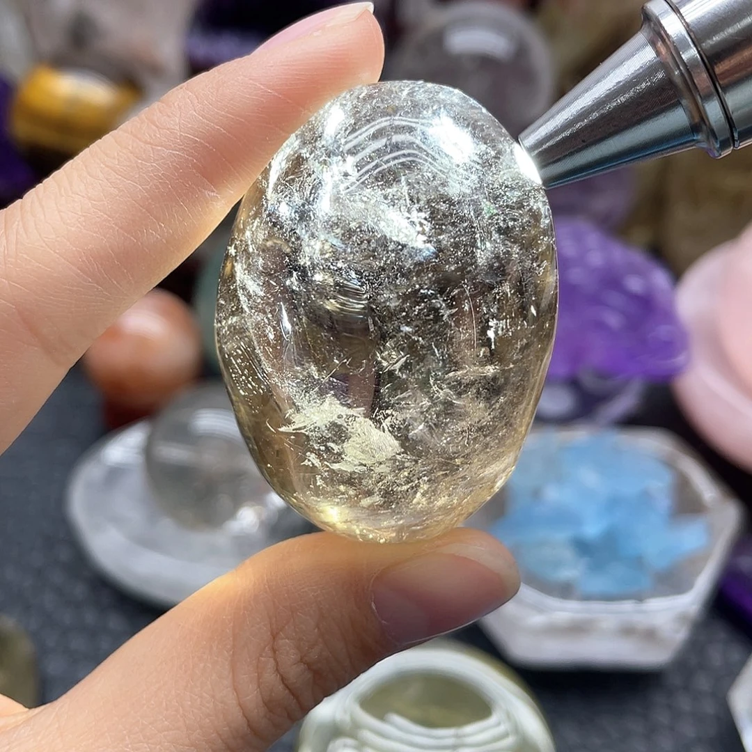 珠宝半成品未镶嵌水晶80茶晶滚石