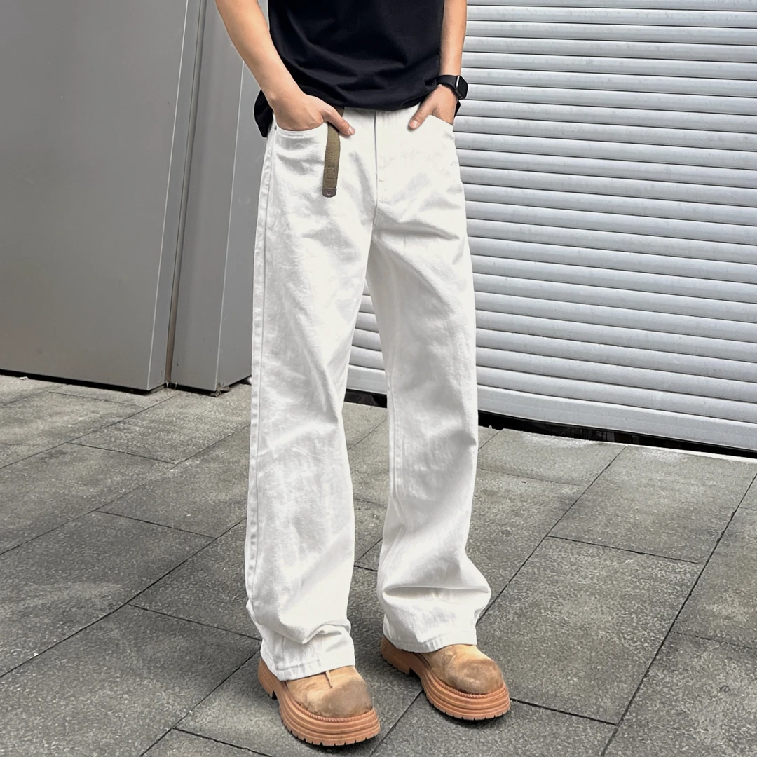 QUALCOMM纯色潮流美式显瘦牛仔裤男款春夏季2025新款宽松直筒长裤