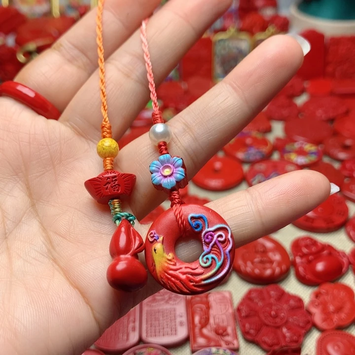 天然辰砂工艺品朱砂手机坠
