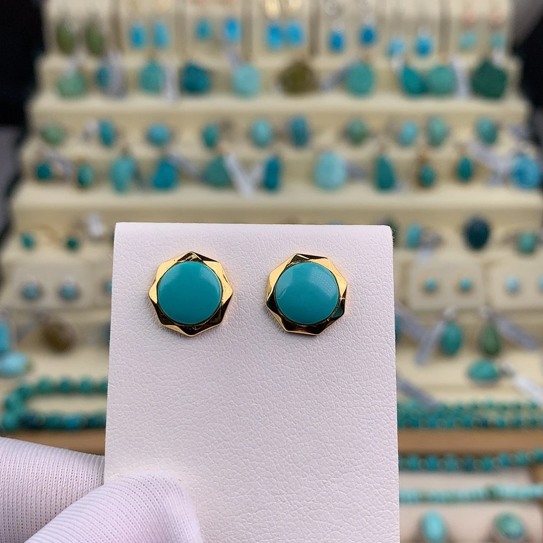 绿松石未镶嵌耳饰