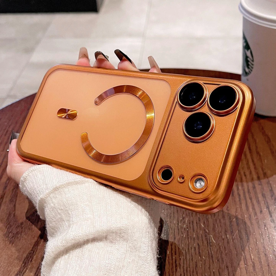 适用于苹果17手机壳新品Air磁吸磨砂电镀PC超薄防摔带镜头膜16/15