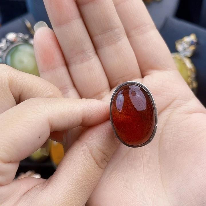 琥珀银S925镶嵌裸石