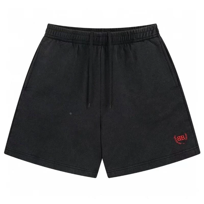 男装时尚品牌生产25夏季风格刺绣小麦穗字母宽松运动短裤，男女