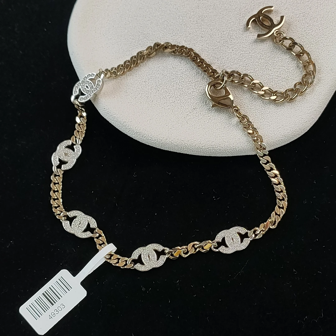 95新 Chanel/香奈儿 21A 银色满钻五花金链Chocker项链 49303